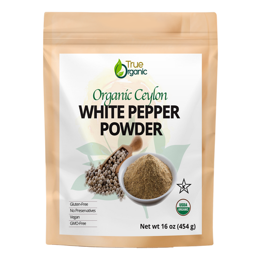 True Organic Ceylon Ground White Peppercorns 16 Oz