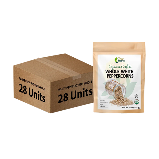 True Organic Ceylon White Peppercorns Whole 16 Oz Bulk Pack (28 Units)