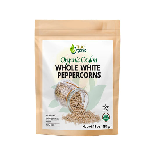 True Organic Ceylon Ground White Peppercorns 16 Oz