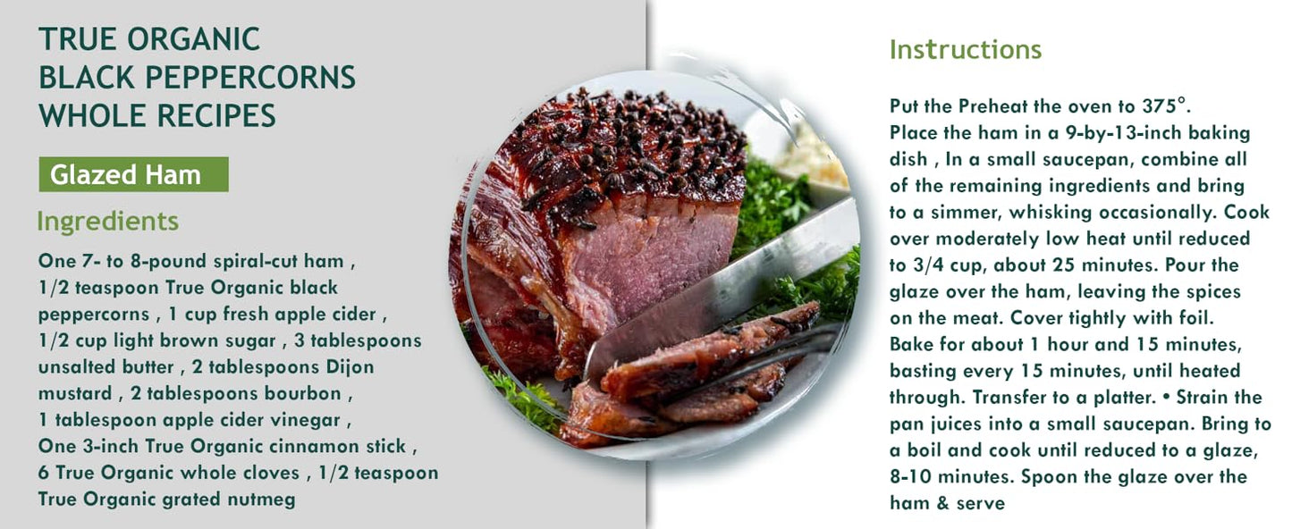 True Organic Black Peppercorns Whole 16 Oz