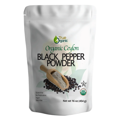 True Organic Black Peppercorns Powder 16 Oz