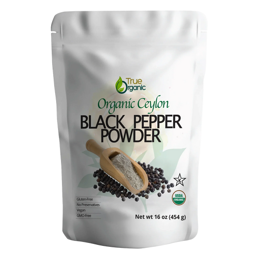 True Organic Black Peppercorns Powder 16 Oz