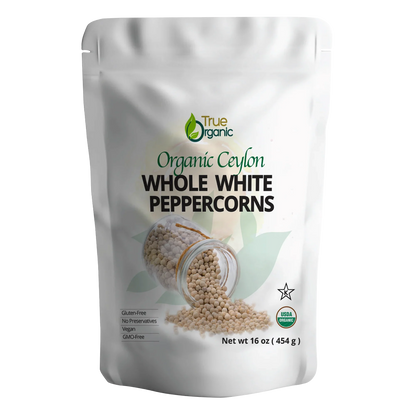 True Organic Ceylon White Peppercorns Whole 16 Oz - True Organics