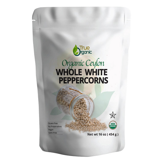 True Organic Ceylon White Peppercorns Whole 16 Oz