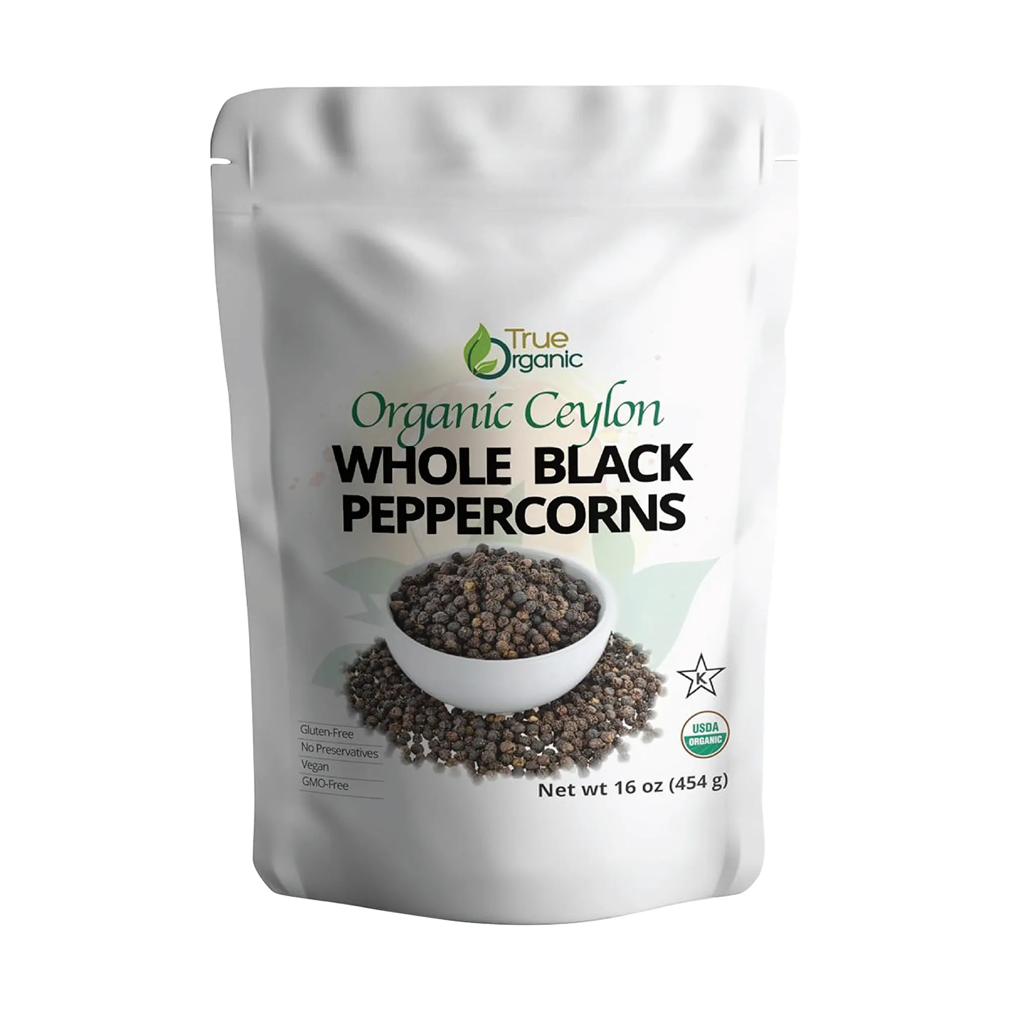 True Organic Black Peppercorns 16oz